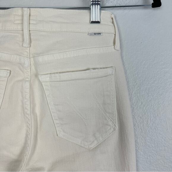 MOTHER | NEW The Rascal Crop Fray Cream Puff Beige Off White High Rise Jeans 24 - Picture 8 of 16